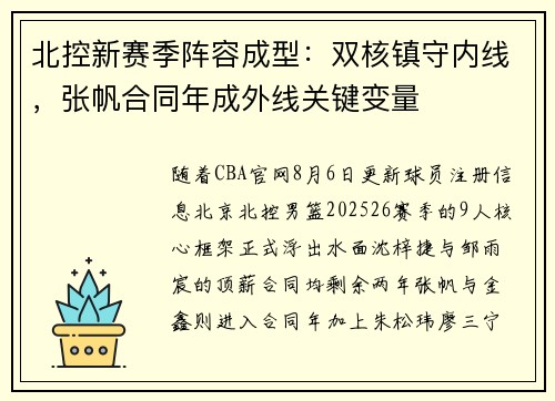 北控新赛季阵容成型：双核镇守内线，张帆合同年成外线关键变量